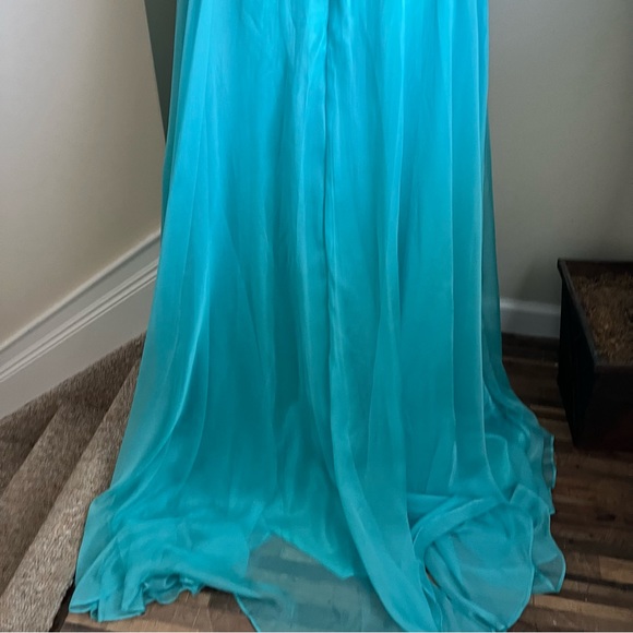 EVA USA Strapless Embellished Floor Length Gown Turquoise Sz M - Picture 15 of 16